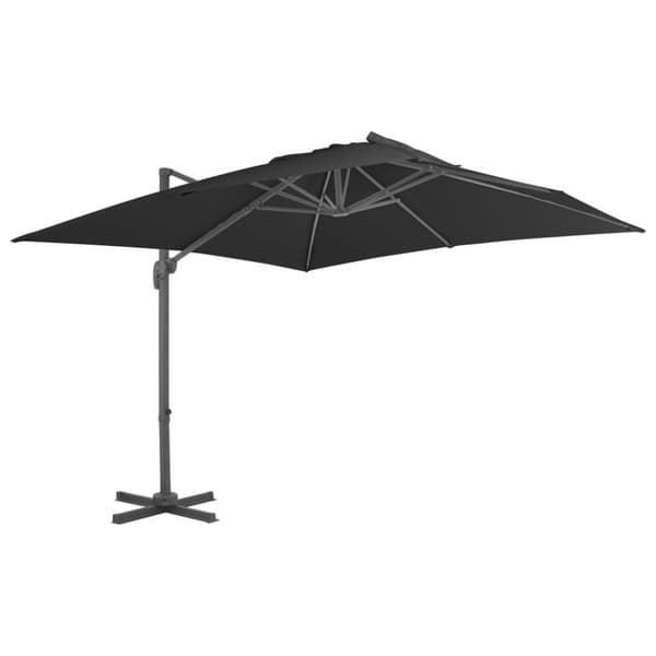 vidaXL Aurinkovarjo cantilever alumiinitolpalla 3x3 m musta