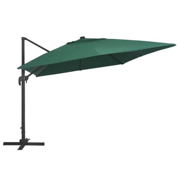 vidaXL Aurinkovarjo cantilever LED/alumiinitolppa 400x300 cm vihreä