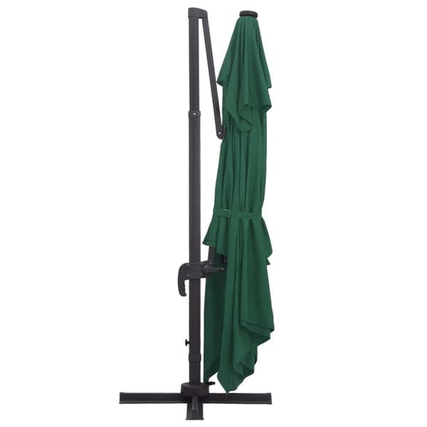 vidaXL Aurinkovarjo cantilever LED/alumiinitolppa 400x300 cm vihreä