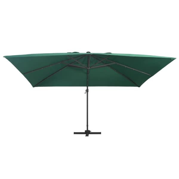 vidaXL Aurinkovarjo cantilever LED/alumiinitolppa 400x300 cm vihreä