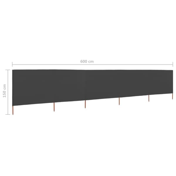 vidaXL Vindskjerm 5 paneler stoff 600x120 cm antrasitt