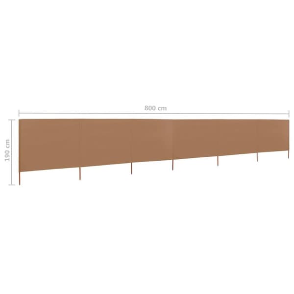 vidaXL Vindskjerm 6 paneler stoff 800x160 cm gråbrun