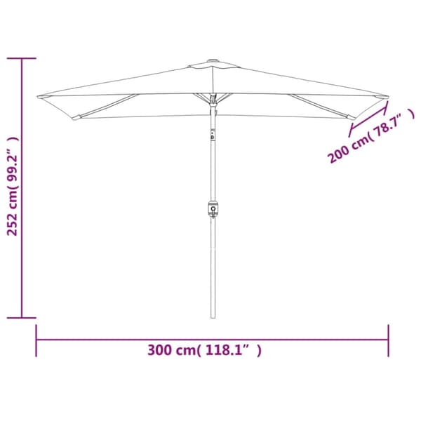 vidaXL Parasoll med metallstang 300x200 cm asur