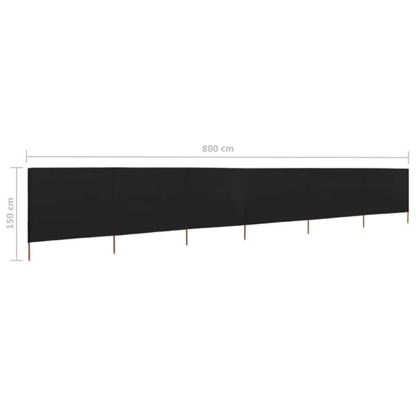 vidaXL 6-panels læsejl 800x120 cm stof sort