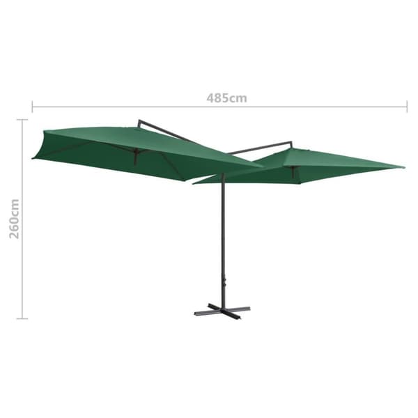 vidaXL Dobbel parasoll med stålstang 250x250 cm grønn