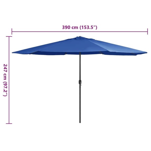 vidaXL parasol med metalstang 390 cm azurblå