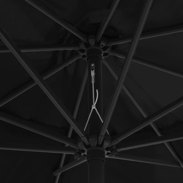 vidaXL Aurinkovarjo metallitolpalla 390 cm musta