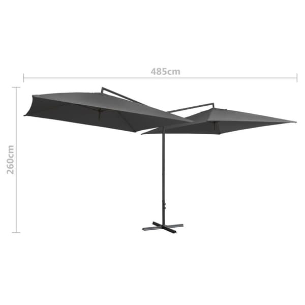 vidaXL Dubbelt parasoll med stålstång 250x250 cm antracit