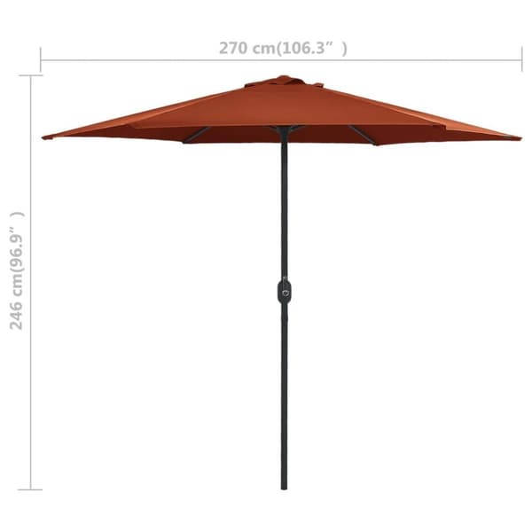 vidaXL Trädgårdsparasoll med aluminiumstång 270x246 cm terrakotta
