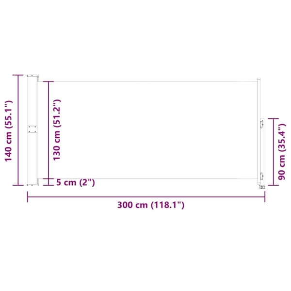 vidaXL Sisäänvedettävä terassin sivumarkiisi 140 x 300 cm sininen