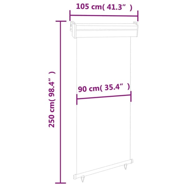 vidaXL Sidemarkise for balkong 100x250 cm brun