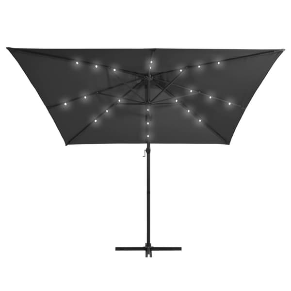 vidaXL Aurinkovarjo cantilever LED/terästolppa 250x250 cm antrasiitti
