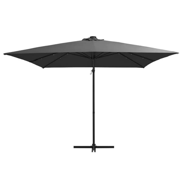 vidaXL Aurinkovarjo cantilever LED/terästolppa 250x250 cm antrasiitti