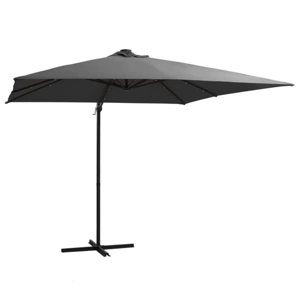 vidaXL Aurinkovarjo cantilever LED/terästolppa 250x250 cm antrasiitti