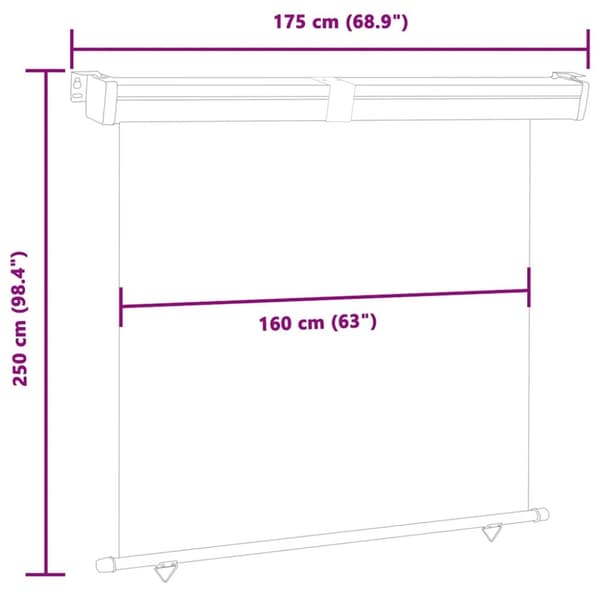 vidaXL Sidemarkise for balkong 170x250 cm kremhvit