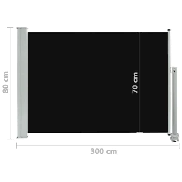 vidaXL sammenrullelig sidemarkise 80x300 cm sort
