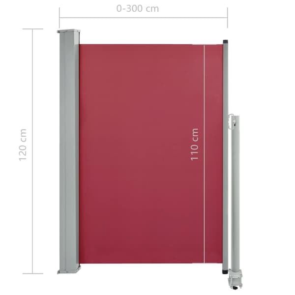 vidaXL Uttrekkbar sidemarkise 120x300 cm rød
