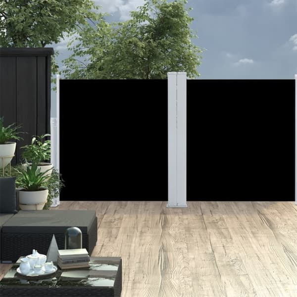vidaXL Sisäänvedettävä sivumarkiisi 100x600 cm musta