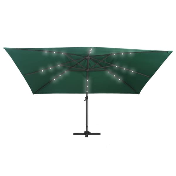 vidaXL Hengende hageparasoll LED og aluminiumsstang 400x300 cm grønn