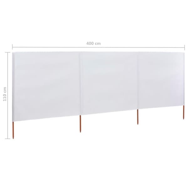 vidaXL Vindskjerm 3 paneler stoff 400x80 cm sandhvit
