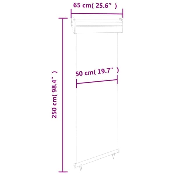 vidaXL Sidemarkise for balkong 65x250 cm svart