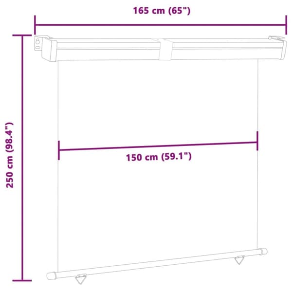 vidaXL Sidemarkise for balkong 165x250 cm brun