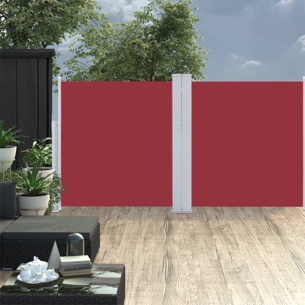 vidaXL Sisäänvedettävä sivumarkiisi 100x600 cm punainen