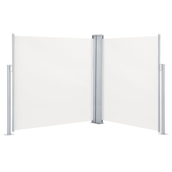 vidaXL Uttrekkbar sidemarkise dobbel 170x600 cm kremhvit