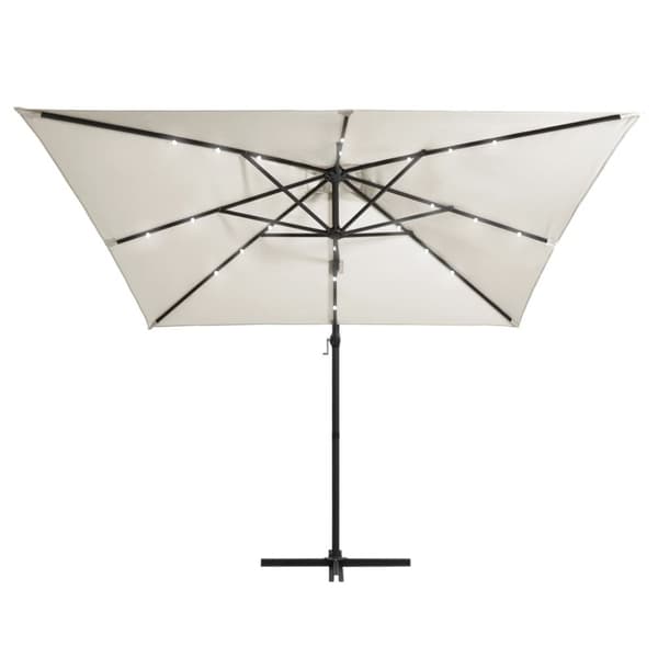 vidaXL Frihängande parasoll med LED och stålstång 250x250 cm sand