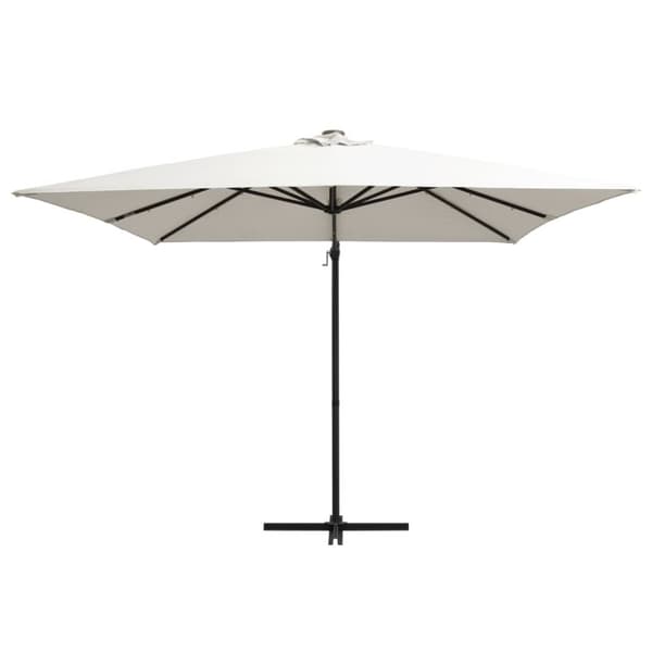 vidaXL Frihängande parasoll med LED och stålstång 250x250 cm sand