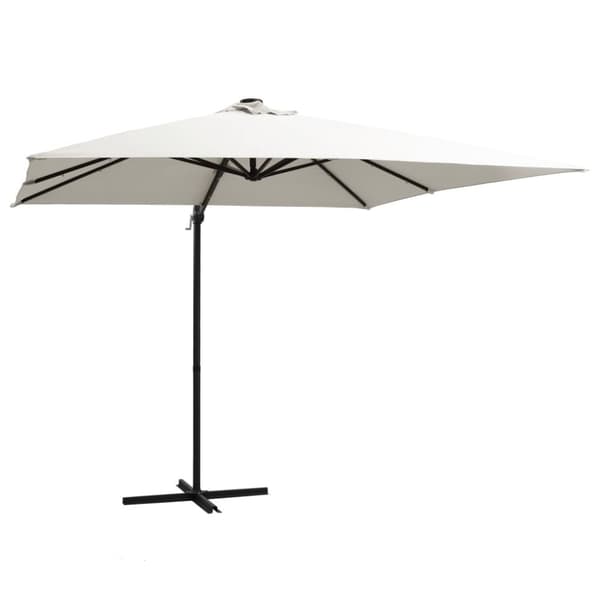 vidaXL Frihängande parasoll med LED och stålstång 250x250 cm sand