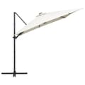 Pikkukuva 4 / 9: vidaXL Aurinkovarjo cantilever LEDit ja terästolppa 250x250 cm hiekka