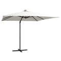 Pikkukuva 1 / 9: vidaXL Aurinkovarjo cantilever LEDit ja terästolppa 250x250 cm hiekka