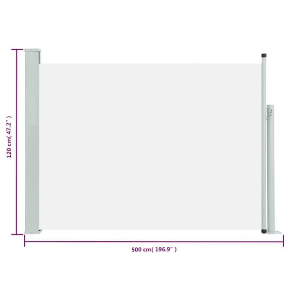 vidaXL Uttrekkbar sidemarkise 120x500 cm kremhvit