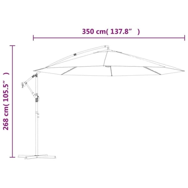 vidaXL Hengende hageparasoll med aluminiumsstang 350 cm blå