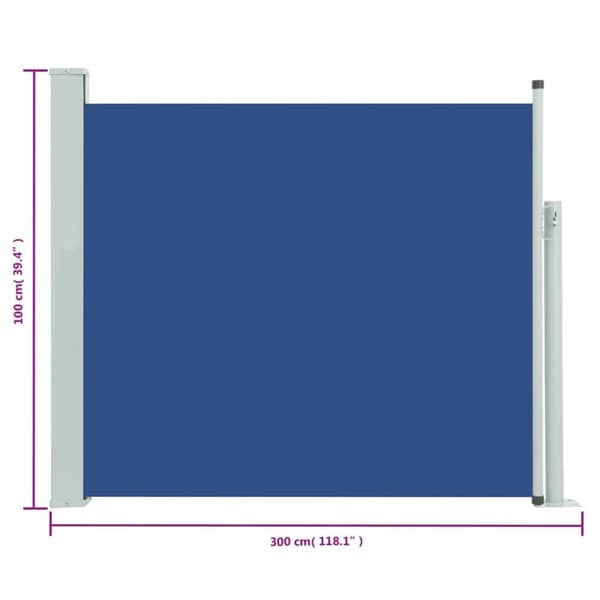 vidaXL Infällbar sidomarkis 100x300 cm blå