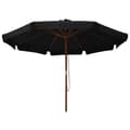 Miniatyrbillede 2 af 5: vidaXL udendørs parasol med træstang 330 cm sort