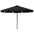 Miniatyrbillede 1 af 5: vidaXL udendørs parasol med træstang 330 cm sort