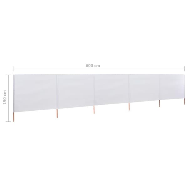 vidaXL Tuulensuojakangas 5 paneelilla 600x120 cm hiekanvalkoinen