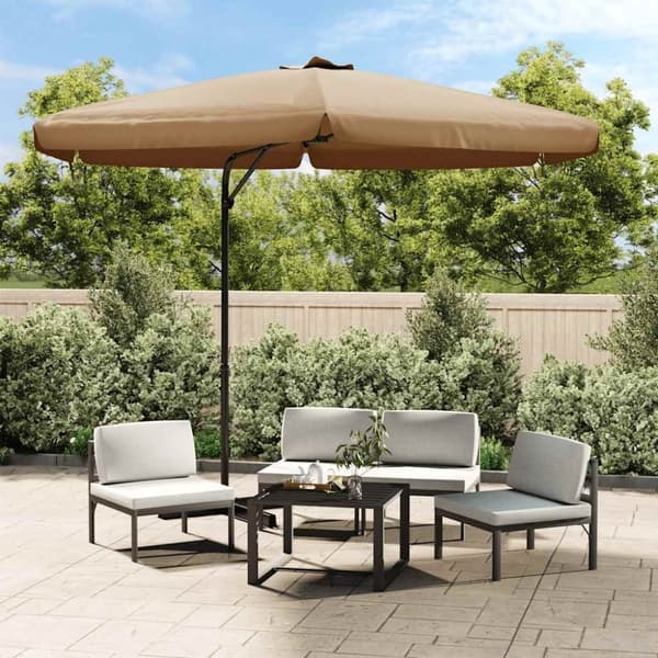 vidaXL Aurinkovarjo terästolpalla 300 cm taupe