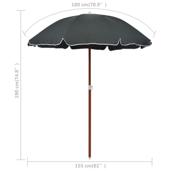 vidaXL parasol med stålstang 180 cm antracitgrå