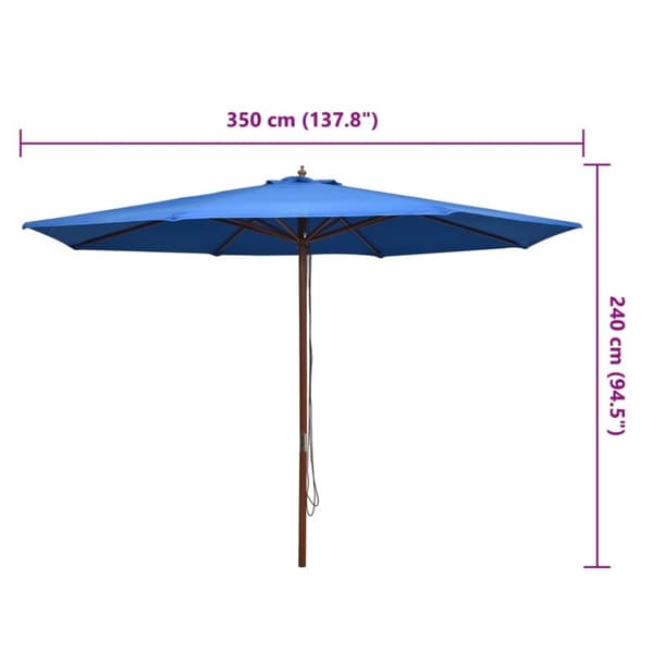 vidaXL Aurinkovarjo puurunko 350 cm sininen