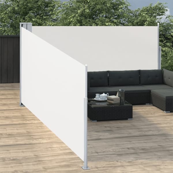 vidaXL Uttrekkbar sidemarkise 140x1000 cm kremhvit