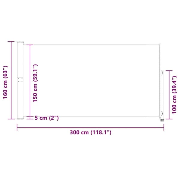 vidaXL Uttrekkbar sidemarkise 160x300 cm rød