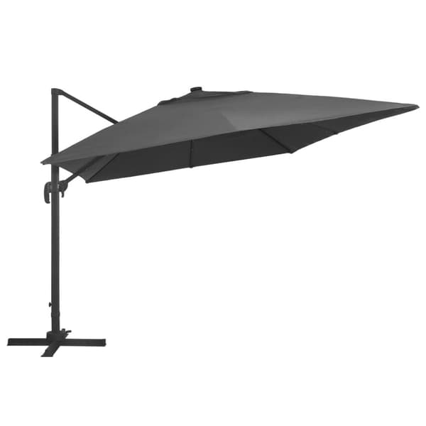 vidaXL hængeparasol med LED-lys aluminiumsstang 400x300 cm antracitgrå