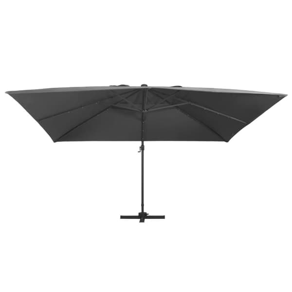 vidaXL hængeparasol med LED-lys aluminiumsstang 400x300 cm antracitgrå