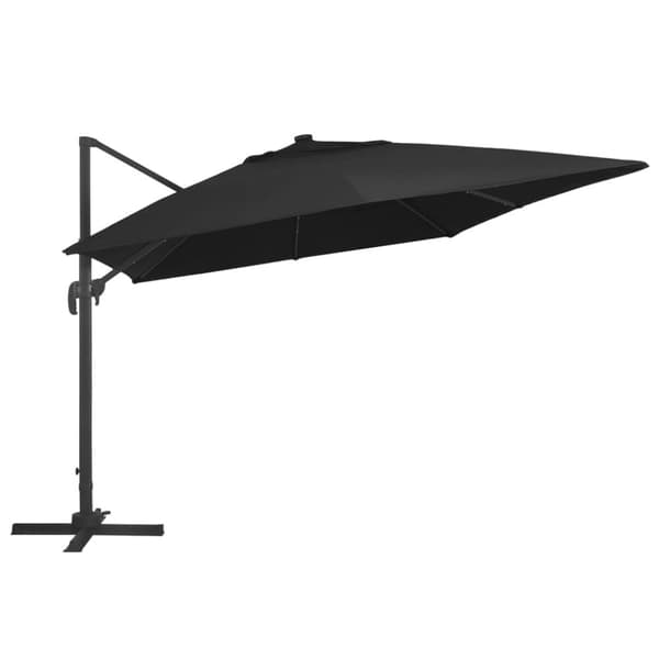 vidaXL hængeparasol med LED-lys aluminiumsstang 400x300 cm sort