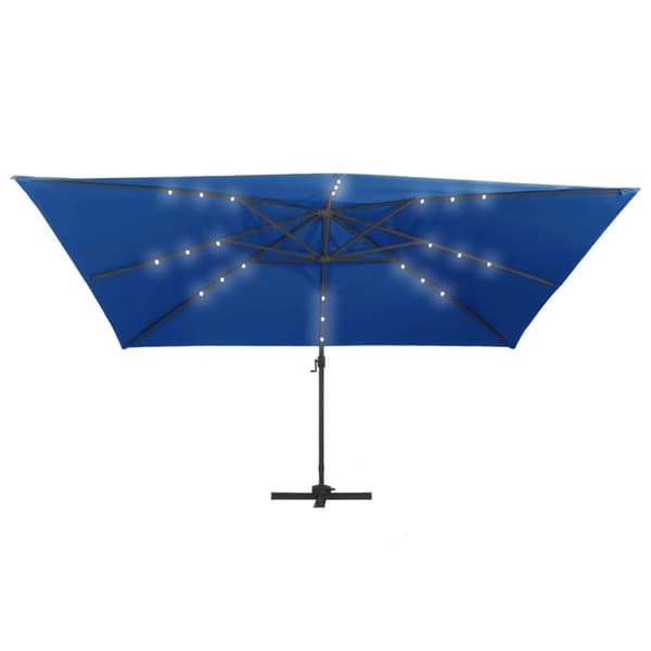 vidaXL Aurinkovarjo cantilever LED/alumiinitolppa 400x300 cm sininen