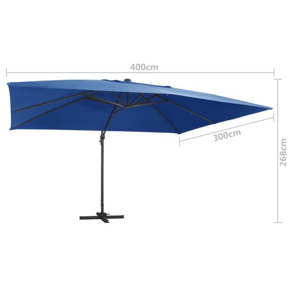 vidaXL Aurinkovarjo cantilever LED/alumiinitolppa 400x300 cm sininen