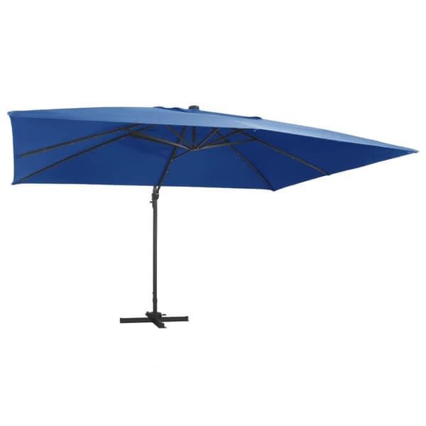 vidaXL Aurinkovarjo cantilever LED/alumiinitolppa 400x300 cm sininen